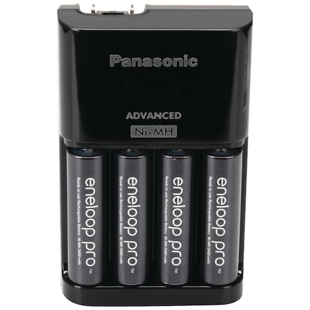 Panasonic eneloop PRO Rechargeable 4pcs AA Batteries w/4-Position Charger K-KJ17KHCA4A